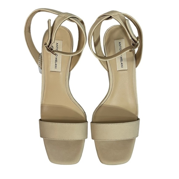 NWOB Nude Antonio Melani Madelle Nubuck Leather Wedge Strappy Sandals - Picture 9 of 12